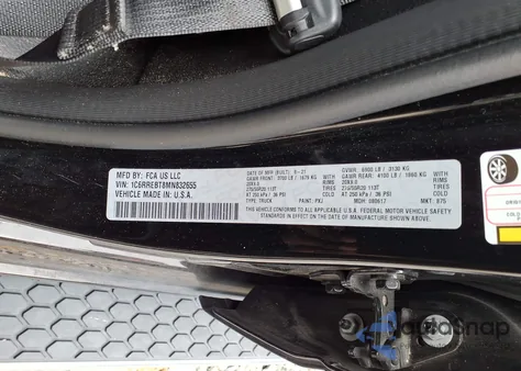 2021 Ram 1500 Big Horn 4X2 6'4 Box from USA, damaged, VIN 1C6RREBT8MN832655